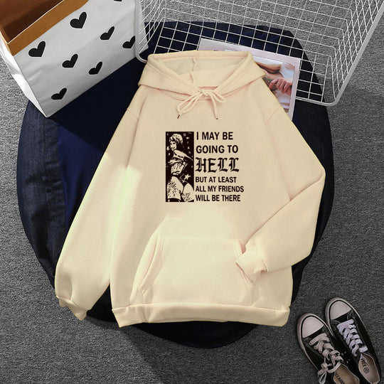 Damen nan weitgeschnittener Kapuzenpullover mit Gothic-Statementprint und Kängurutasche EB