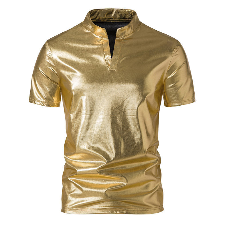 Herren Hochglänzendes Poloshirt mit modernem Stehkragen EB