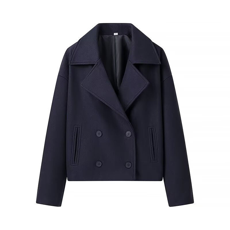 Damen Modische Doppelreiher-Wolljacke EB