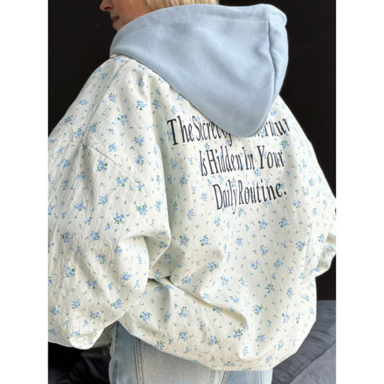 Damen lässige Oversized-Jacke mit floralen Muster EB