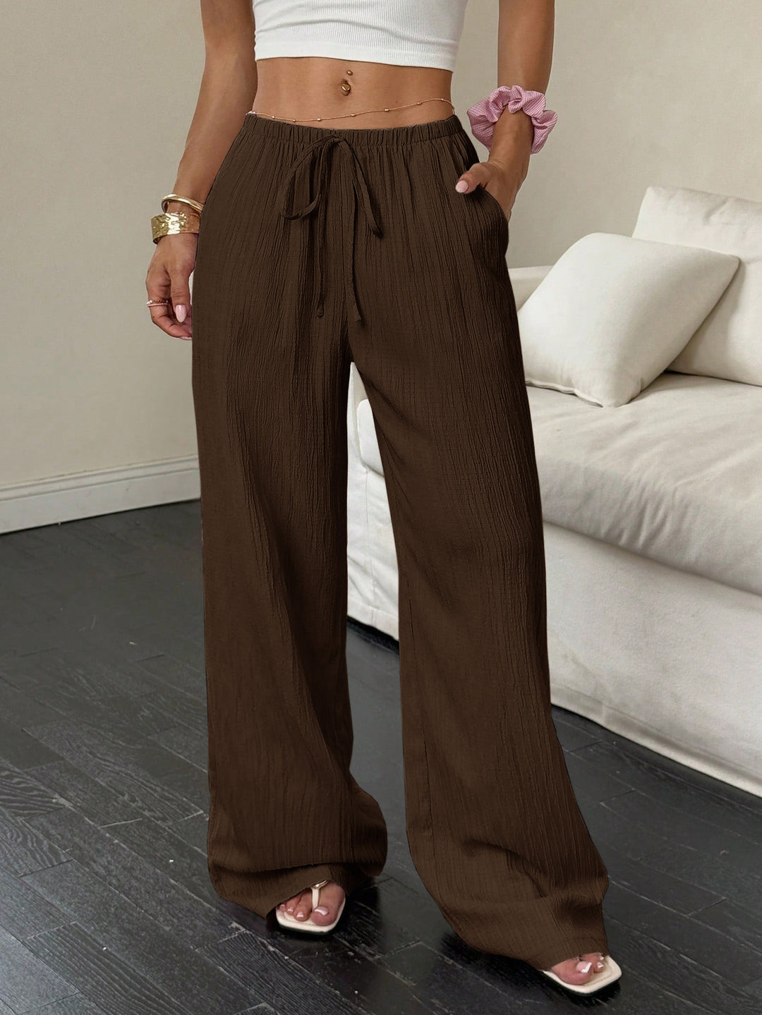 DamenWeit geschnittene Freizeit-Hose mit komfortablem Gummibund und praktischen Taschen EB