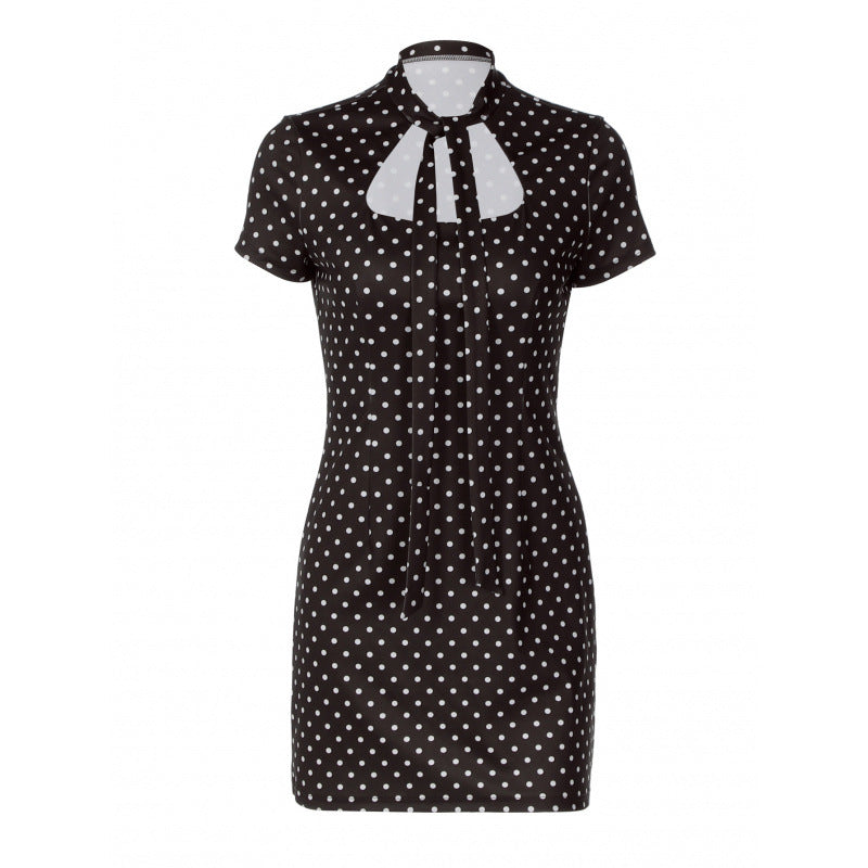 Damen Polka-Dot Minikleid mit schickem Halterkragen und figurbetonter Silhouette EB