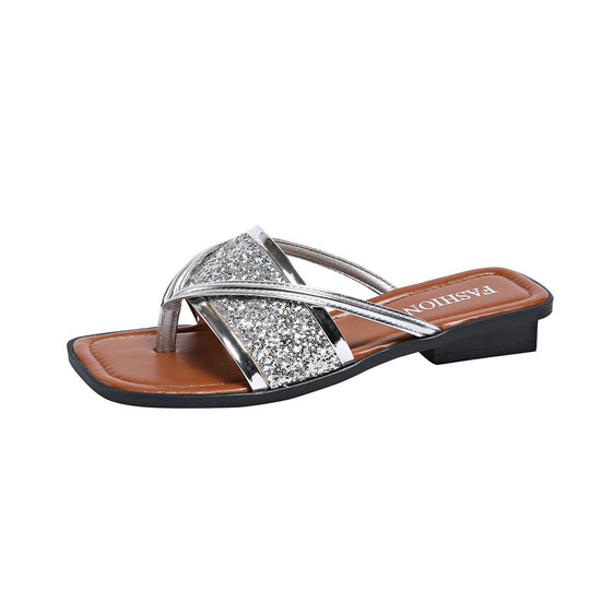 Damen Glitzernde Flip-Flops mit modischem Design EB