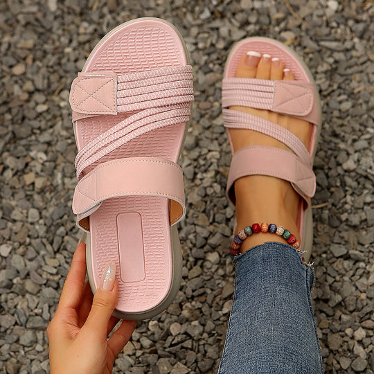 Damen komfortable Riemchensandalen mit elastischem Fußbett EB