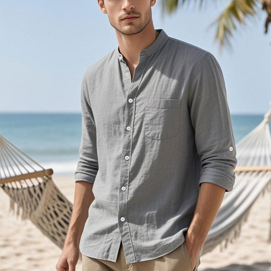 Herren Hemd im eleganten Henley-Stil mit strukturierter Baumwolle EB