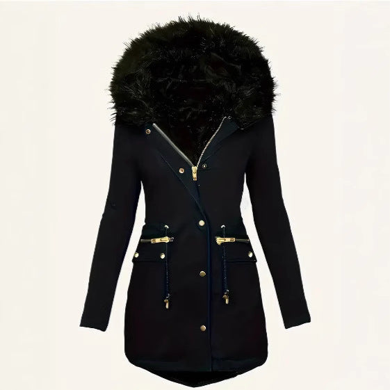 Damen winterliche Parka mit abnehmbarem Pelzkragen EB