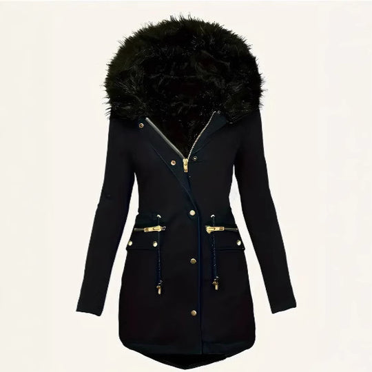 Damen winterliche Parka mit abnehmbarem Pelzkragen EB
