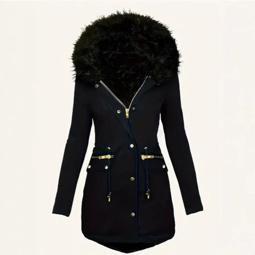 Damen winterliche Parka mit abnehmbarem Pelzkragen EB
