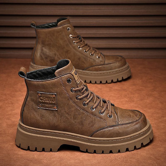 Damen Robuste Lederstiefeletten mit rutschfester Profilsohle und Warmfutter EB