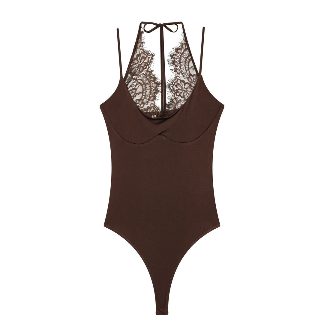 Damen Body mit zartem Spitzeneinsatz und verstellbaren Trägern EB