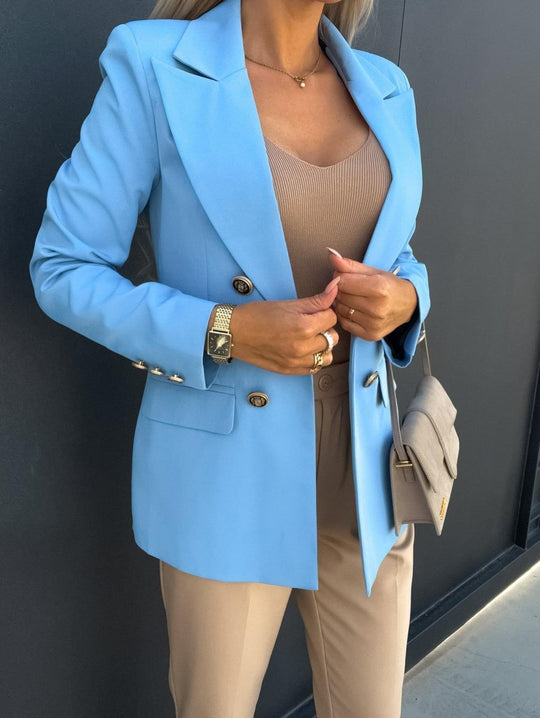 Damen Eleganter taillierter Blazer mit doppelter Knopfleiste und vielseitigem Schnitt EB