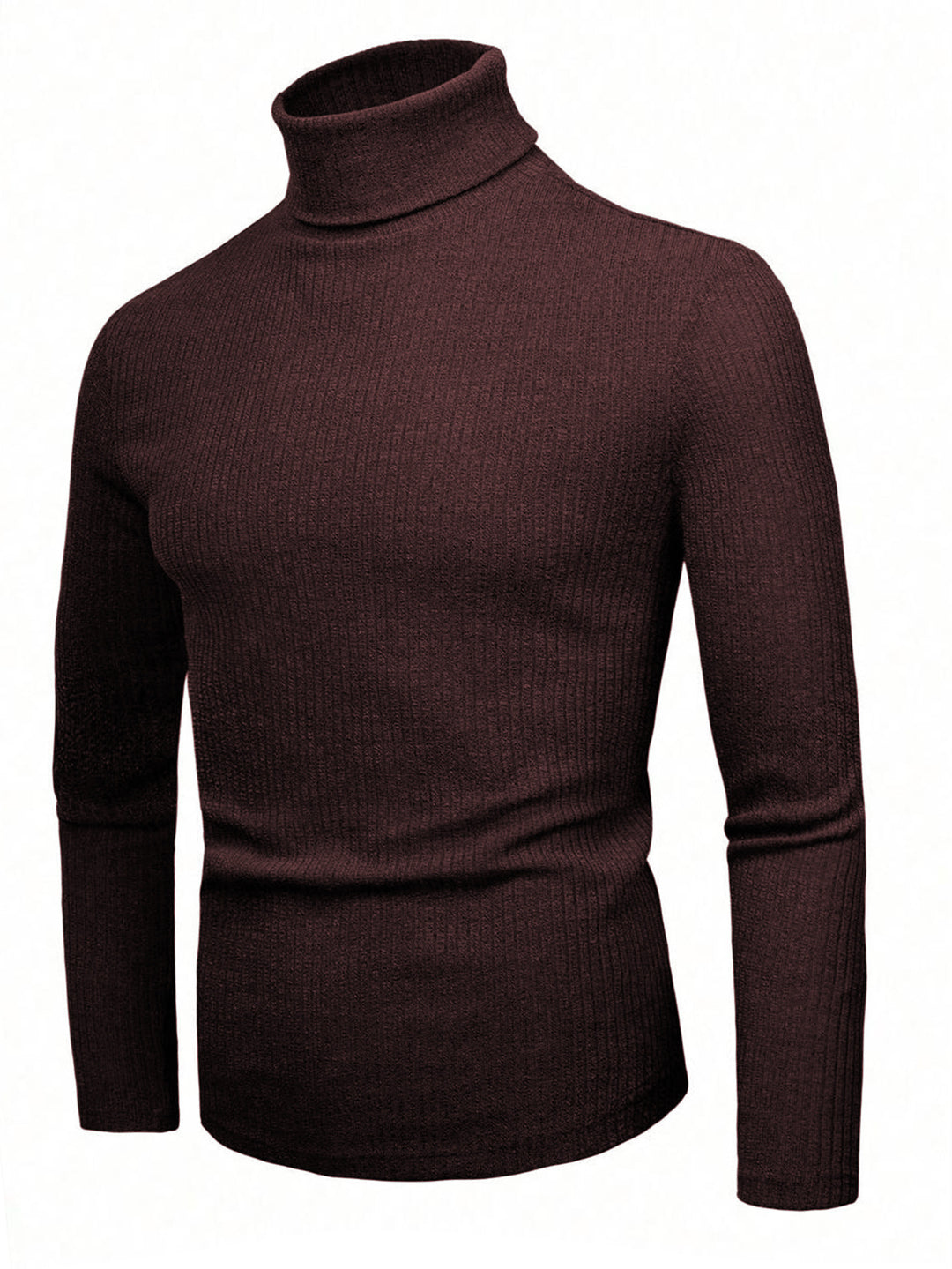 Damen eleganter Strickpullover mit hohem Kragen und feiner Rippenstruktur EB