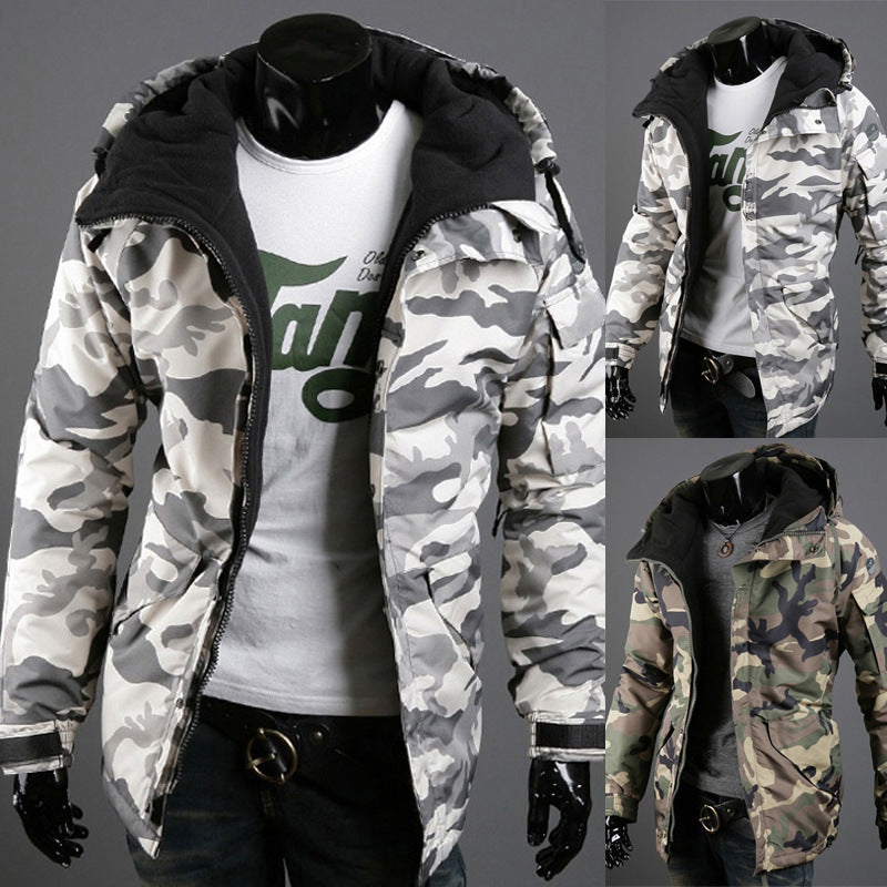 Herren nan gefütterte Parka-Jacke mit Kapuze isolierter Steppfüllung und multifunktionalen Taschen EB