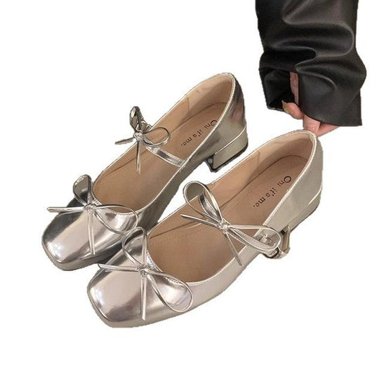 Damen elegante und bequeme Ballerinas mit dekorativem Schleifendetail EB