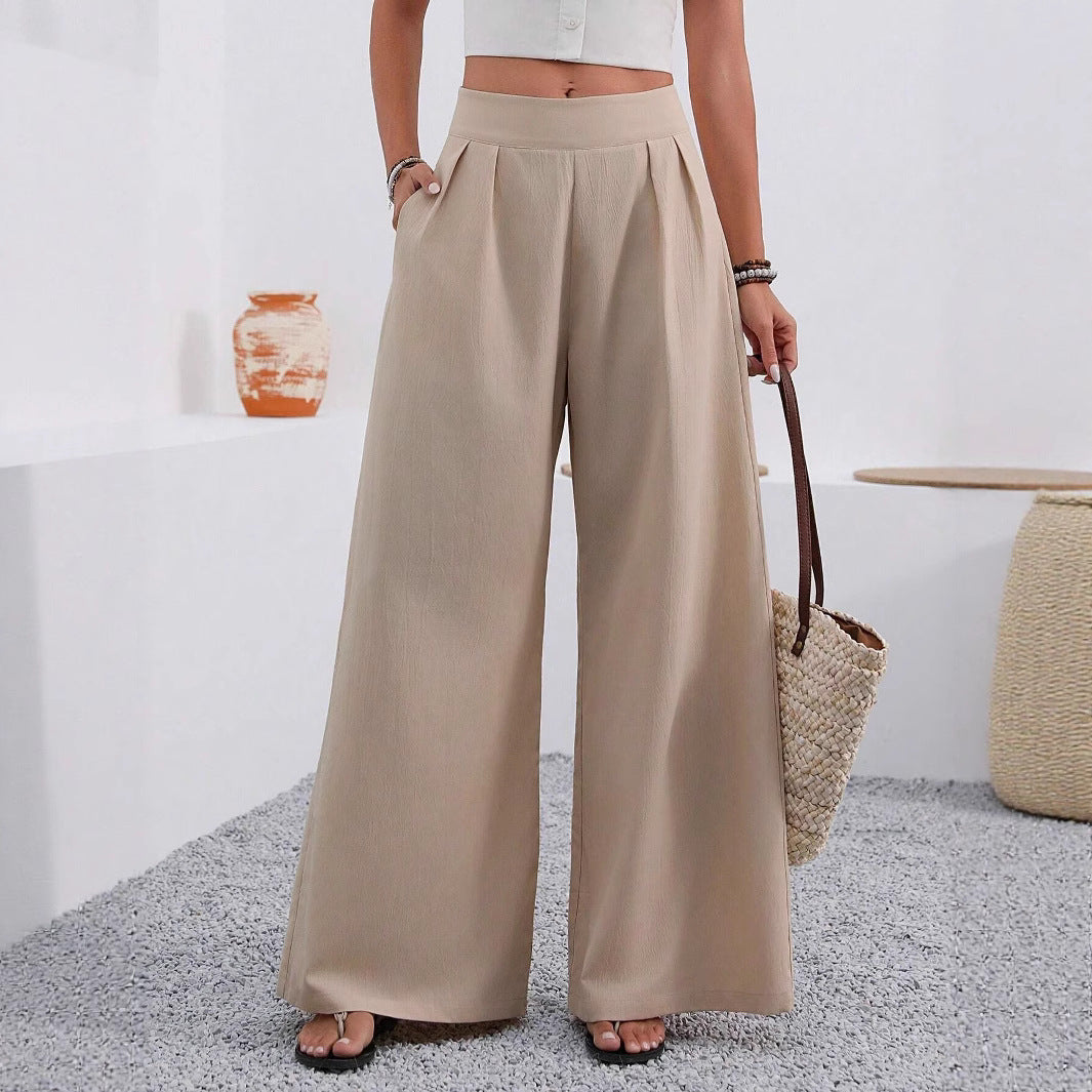 Damen Elegante und weite Bundfaltenhose EB