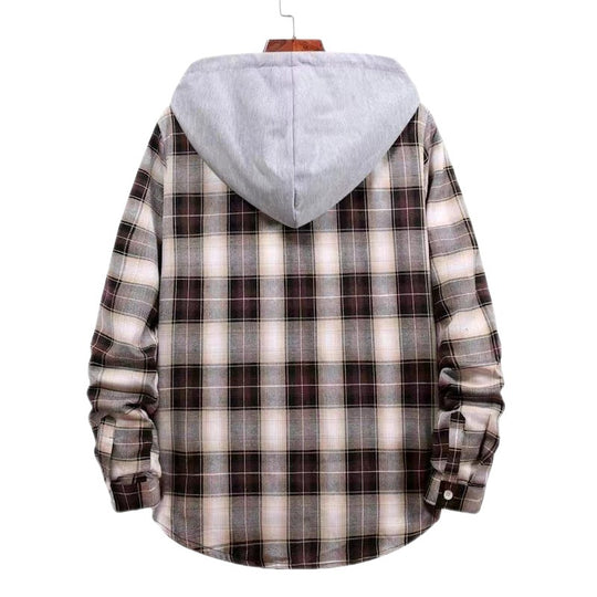 Damen Karierte Flanelljacke mit Kapuze EB