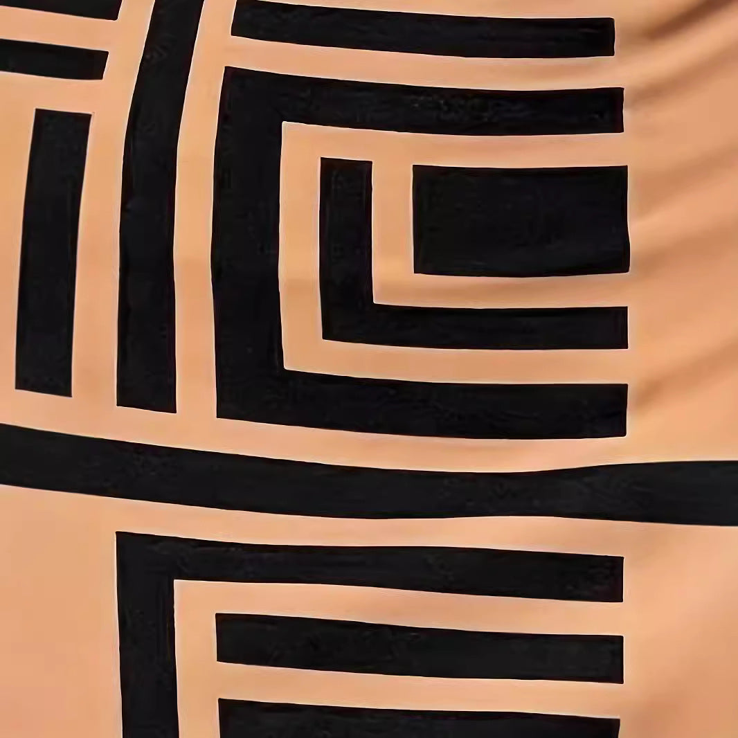 Damen Figurbetontes Kleid mit modernem grafischem Muster EB