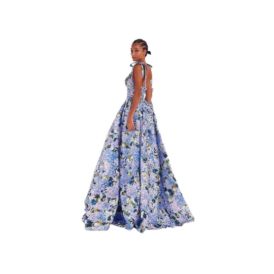 Damen Elegantes Maxikleid mit schulterfreien Trägern und floralem Print EB