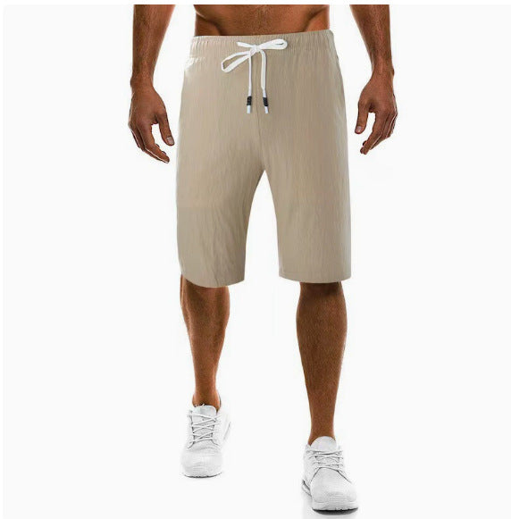 Herren nan leichte Leinenhose mit elastischem Bund weites Bein und seitlichen Eingrifftaschen EB
