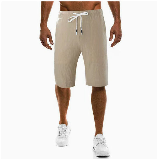 Herren nan leichte Leinenhose mit elastischem Bund weites Bein und seitlichen Eingrifftaschen EB