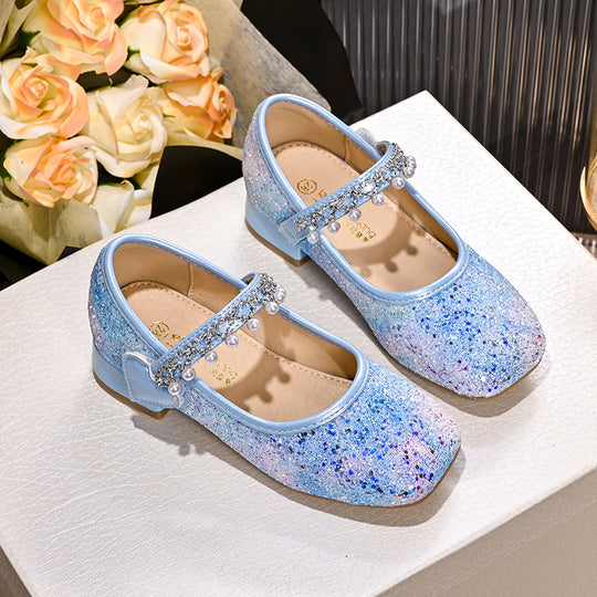 Mädchen Glitzernde Mary Jane Ballerinas mit Perlen und Schleifendekor EB