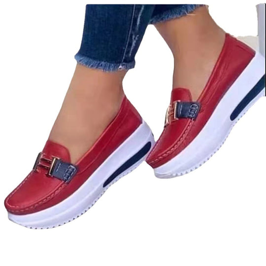EB Damen Loafer Slip-On PU Lederoptik Metall-Detail