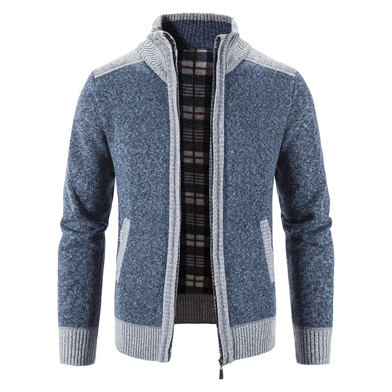 Herren Strickjacke mit modernem Stehkragen und strukturiertem Design EB