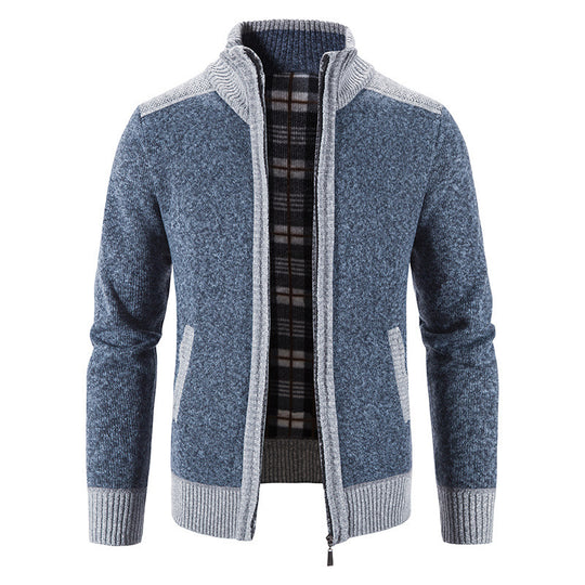 Herren Strickjacke mit modernem Stehkragen und strukturiertem Design EB