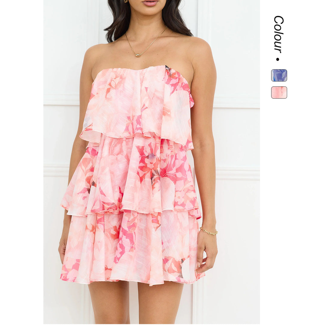 Damen Voluminöses Trägerkleid mit fließendem Schichten-Design EB