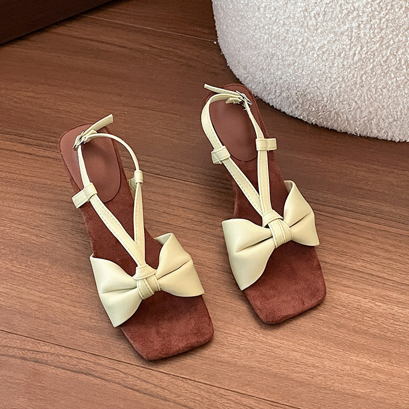Damen Sling-Sandalen mit dekorativem Knotendesign und elegantem Absatz EB