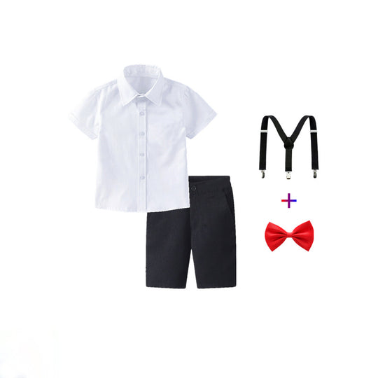 Damen festliches Hemd und Shorts Set mit Hosenträgern EB