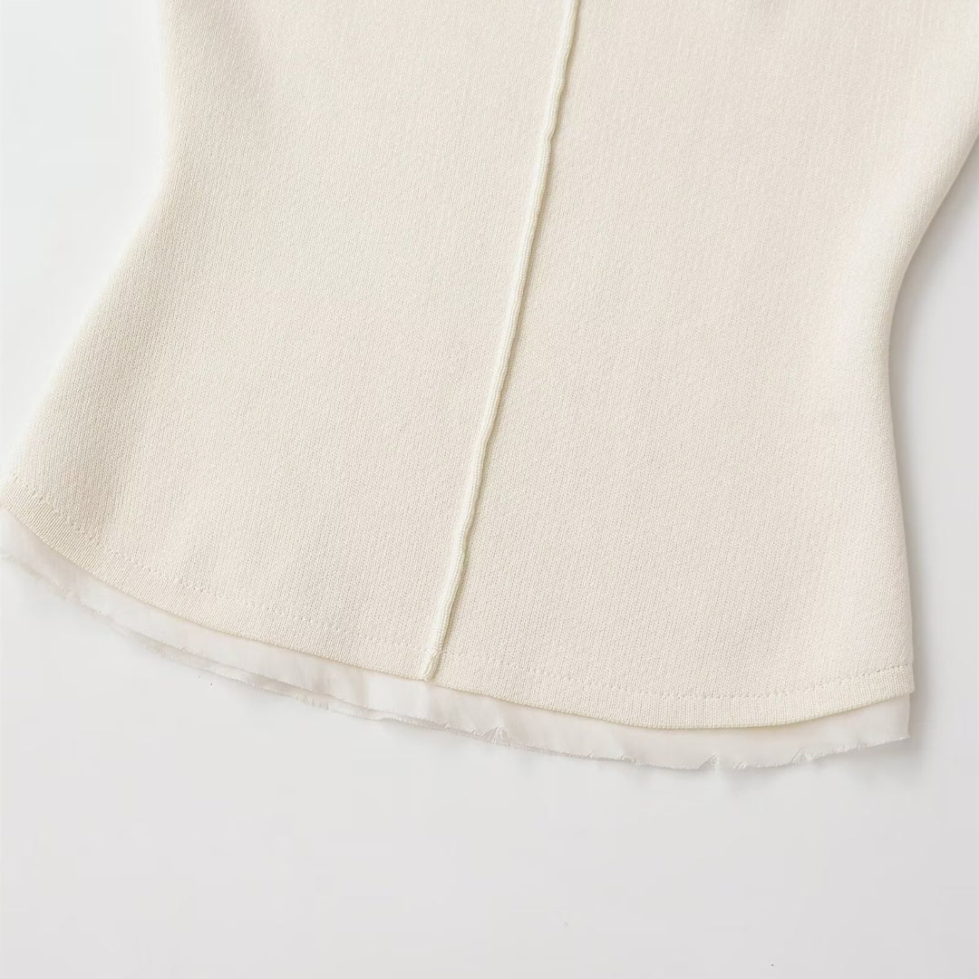 Damen figurbetontes kurzärmliges Shirt mit Rippstruktur EB
