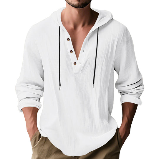 Herren nan lässiges Kapuzenshirt mit Knopfleiste und schmaler Passform EB