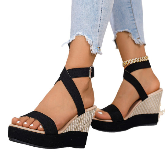 Damen Wedge-Sandalen mit elegantem Riemendesign und komfortablem Fußbett EB
