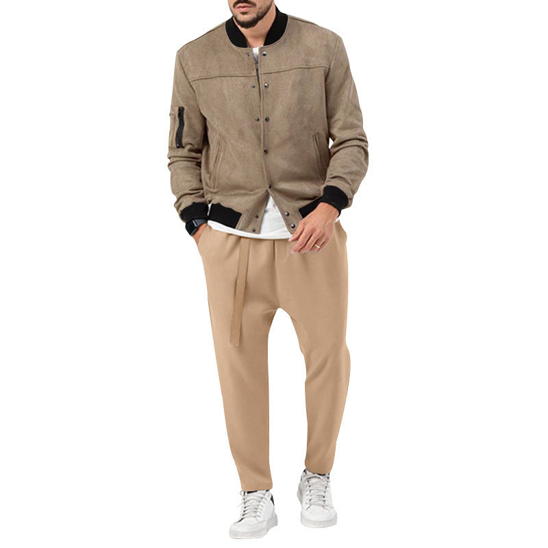 Herren modische Bomberjacke aus weichem Wildleder mit praktischen Taschen EB