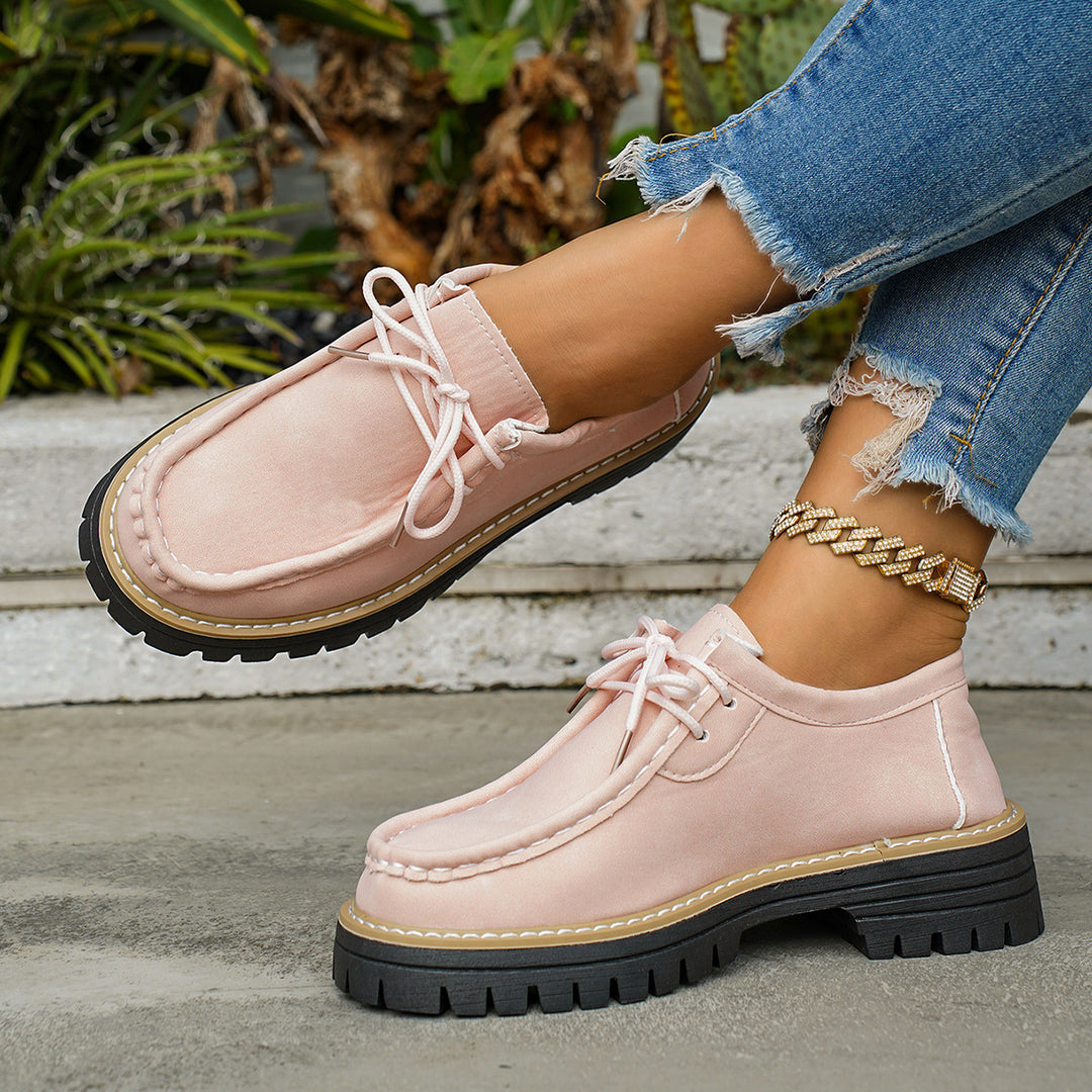 Damen bequeme Leder-Schnürschuhe mit rutschfester Sohle und praktischer Schnürung EB