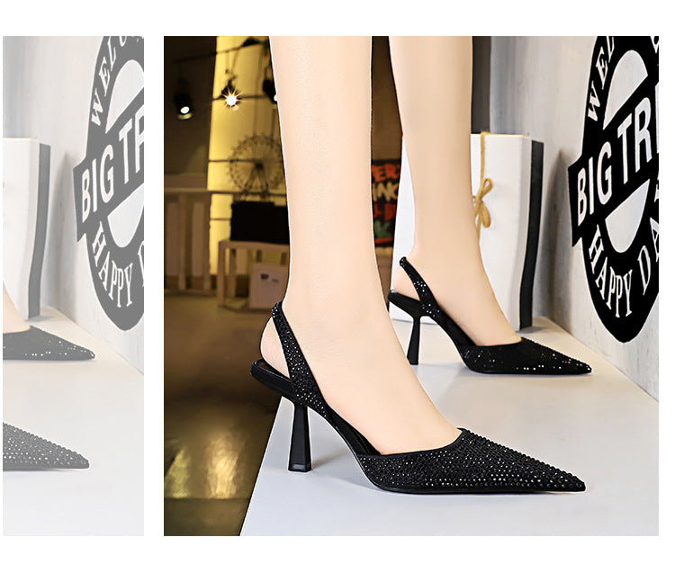 Damen Elegante Slingback-Pumps mit funkelnden Strassdetails und geschwungenem Absatz EB