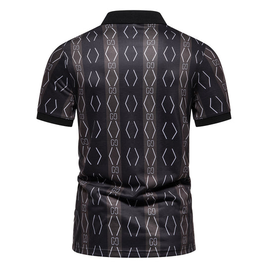 Herren Poloshirt mit einzigartigem grafischen Muster und modernem Kragen EB