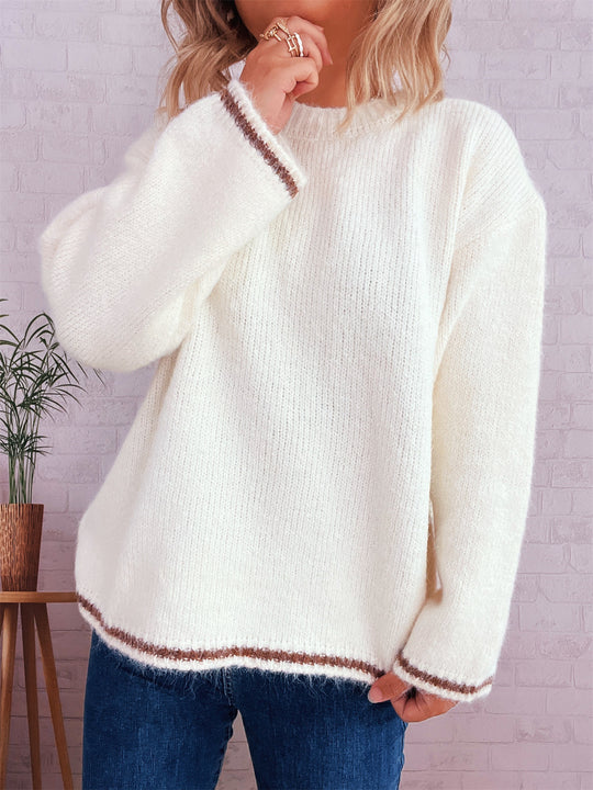 Damen lässiger Wohlfühlpullover mit blockfarbenem Design EB