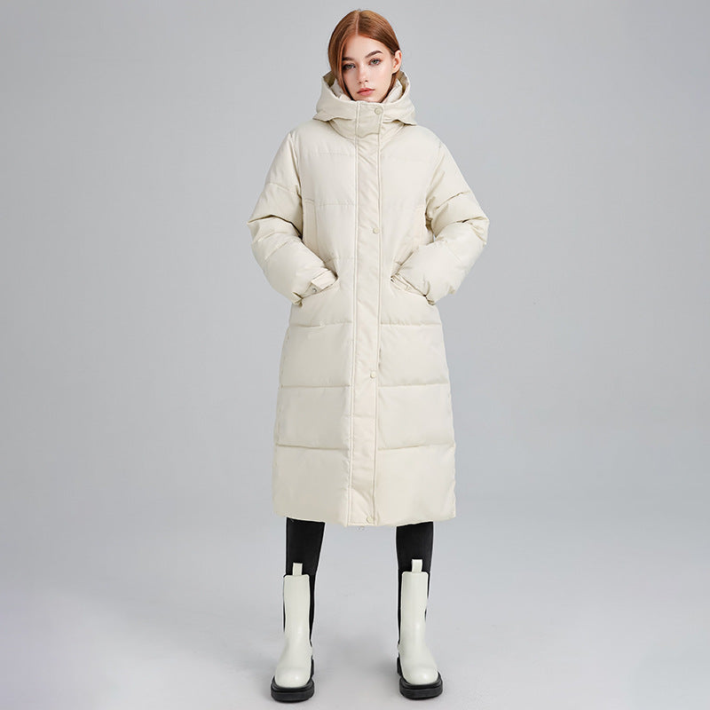 Damen Lange isolierte Winterjacke mit Kapuze und einzippbarem Kragen EB