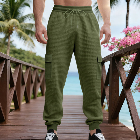 Herren Texturierte Cargo-Jogginghose mit Tunnelzug, aufgesetzten Klappentaschen und gerippten Bündchen EB
