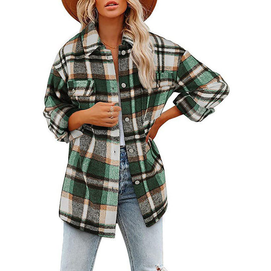 Damen Karierte Baumwolljacke im lässigen Oversized-Schnitt EB