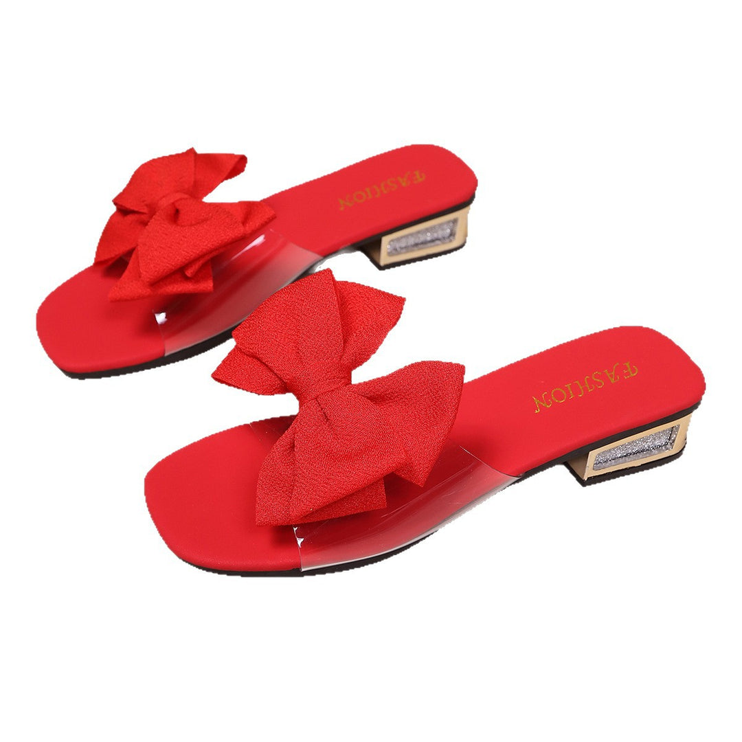 Damen Slippers mit modischem Schleifendesign und transparentem Riemen EB