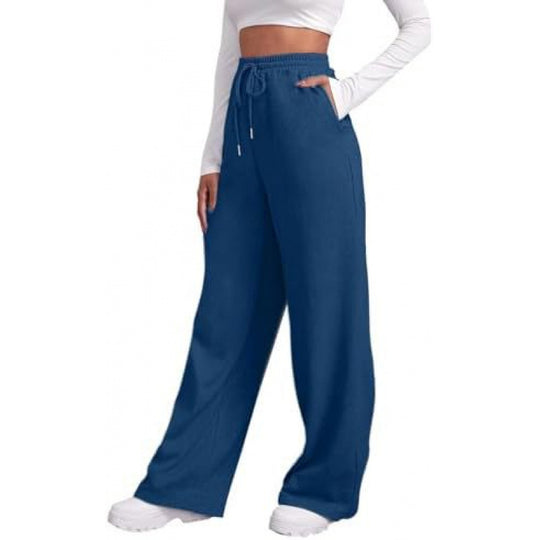 Damen nan fließende High-Waist Palazzo-Loungehose aus leichtem Jersey mit Elastikbund und praktischen Eingrifftaschen EB