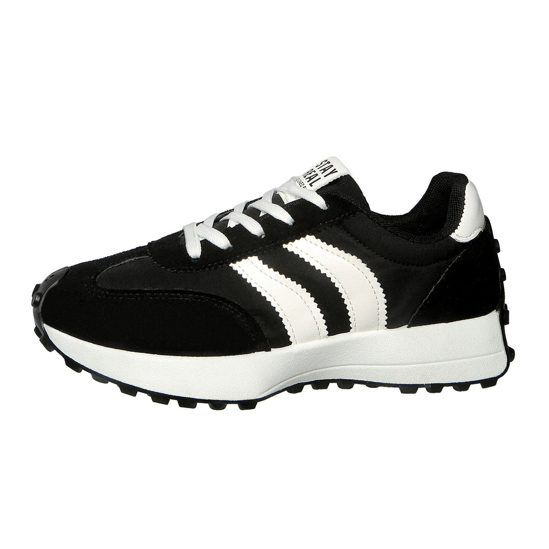 Damen nan retro-inspirierter Sneaker mit Wildleder-Overlays, Nylonoberteil und profilierter Waffelsohle EB