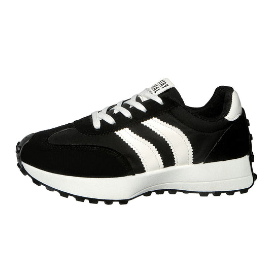 Damen nan retro-inspirierter Sneaker mit Wildleder-Overlays, Nylonoberteil und profilierter Waffelsohle EB