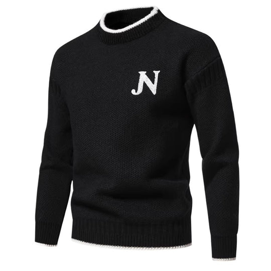 Herren Strukturierter Strickpullover mit Rundhalsausschnitt EB
