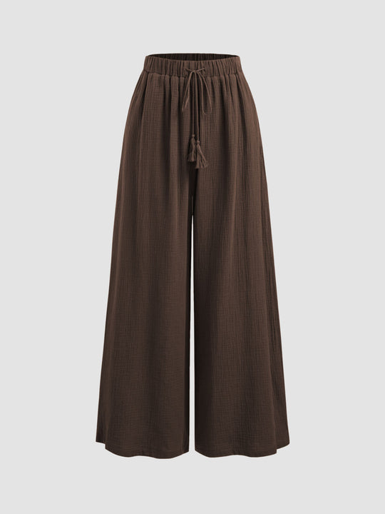 Damen weite Sommerhose im lässigen Boho-Stil mit elastischem Bund und seitlichen Taschen EB