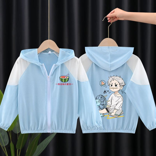 Unisex nan leichte atmungsaktive Kinder-Sommerjacke mit Kapuze und Astronautenprint  EB