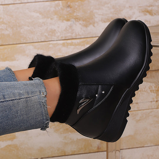 Damen Wedge-Stiefeletten mit weichem Innenfutter und modischem Reißverschluss EB